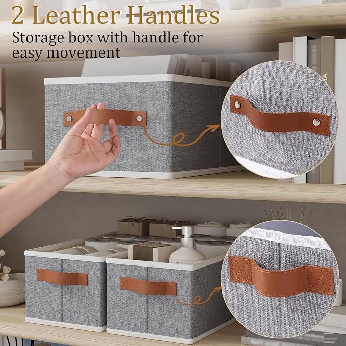 OUTBROS Foldable Bins With Handles, Fabric Storage Boxes, Foldable Bins With - Image 4