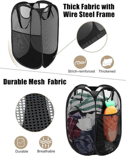 HOUSE AGAIN Mesh Popup Laundry Hamper, Collapsible Laundry Basket, Foldable Pop - Image 4