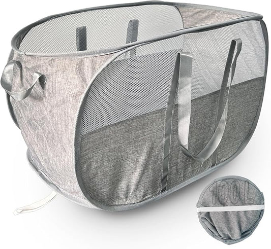 Upgraded 100L Extra Large Mesh Pop Up Laundry Hamper, Dirty Clothes Hamper by NairSnow