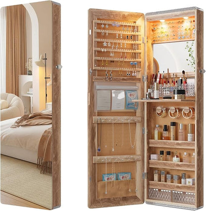 HNEBC LED Mirror Jewelry Cabinet, 47.2" Wall Mounted Jewelry Organizer by HNEBC