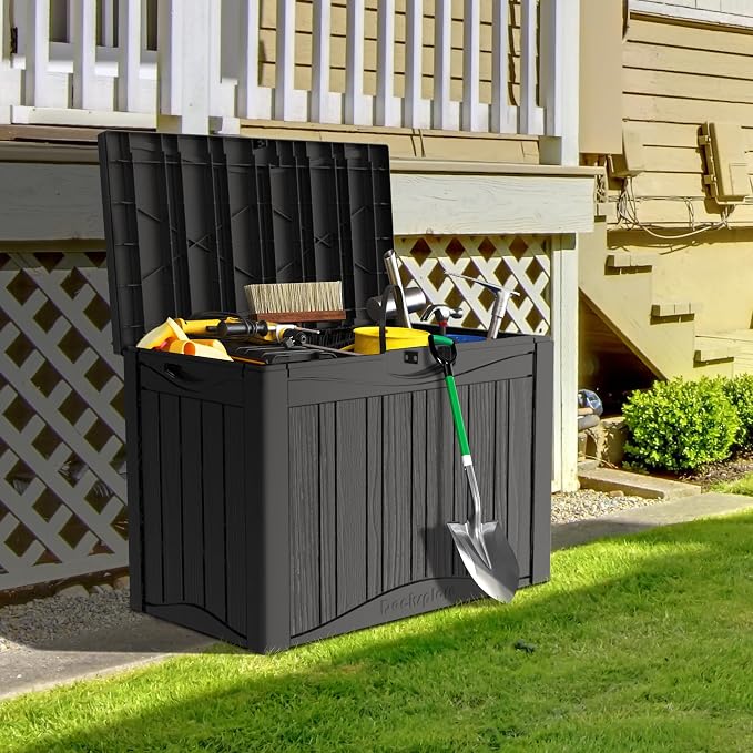 50 Gallon Plus Resin Deck Box, Waterproof Outdoor Storage Box - Image 2
