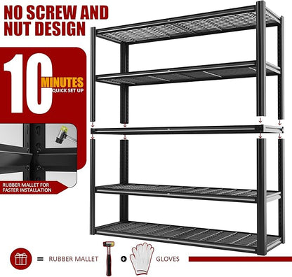48" W x 72" H x 24" D Garage Shelving Heavy Duty, 5 Tier Adjustable Metal - Image 6