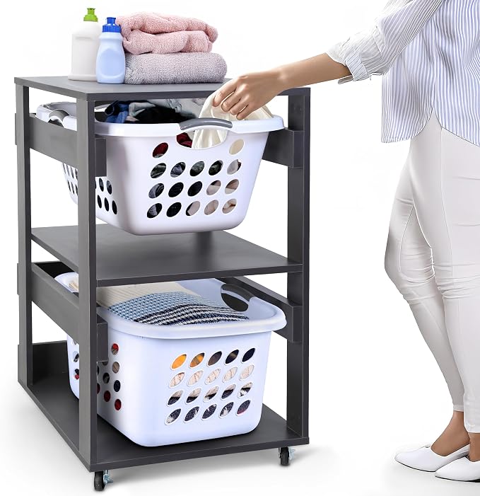 Laundry Basket Holder Shelf by LeapOak