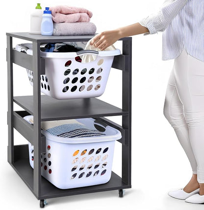 Laundry Basket Holder Shelf by LeapOak