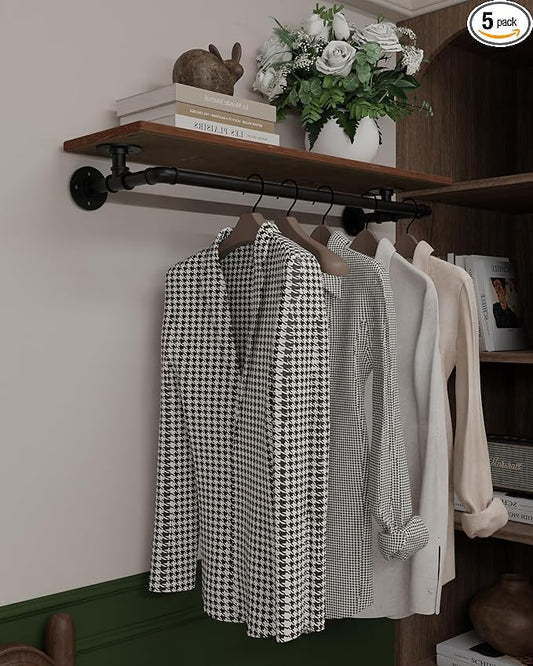 Clothes Rack 36in, Wall Mounted Garment Rack by INDUSTRIALSHELVESDESIGN