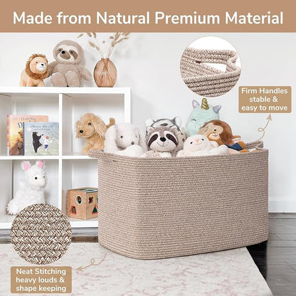 Goodpick 105L Large Woven Storage Basket, Rectangle Cotton Rope Basket - Image 6