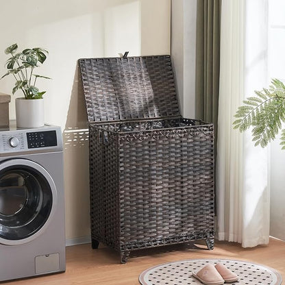 Laundry Hamper with Lid, 190L Large Laundry Basket 3 Section with 6 Removable - Image 2