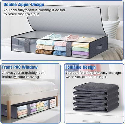 Under Bed Storage Containers, 4 Pack Blanket Storage Bags, Collapsible Storage - Image 4