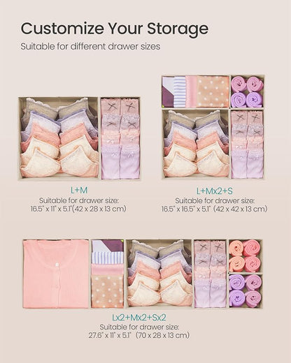 SONGMICS Drawer Organizers, Dresser Divider Organizers, Foldable Fabric Storage - Image 5