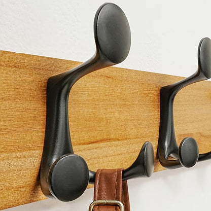SKOLOO 39-Inch Light Brown Wood Coat Rack Wall Mount - Image 2