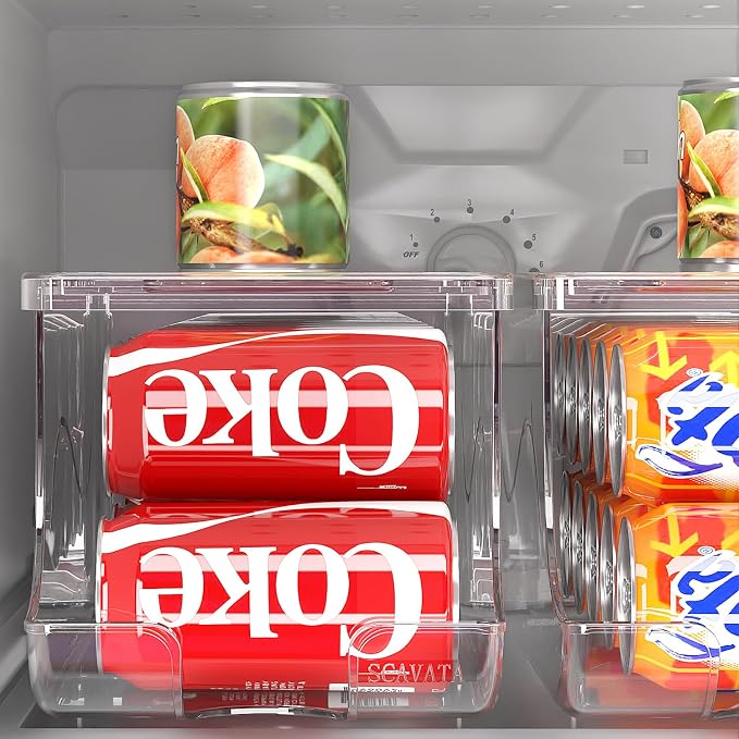 2 Pack Stackable Refrigerator Organizer, Soda Can Dispenser Pop Cans Container - Image 7
