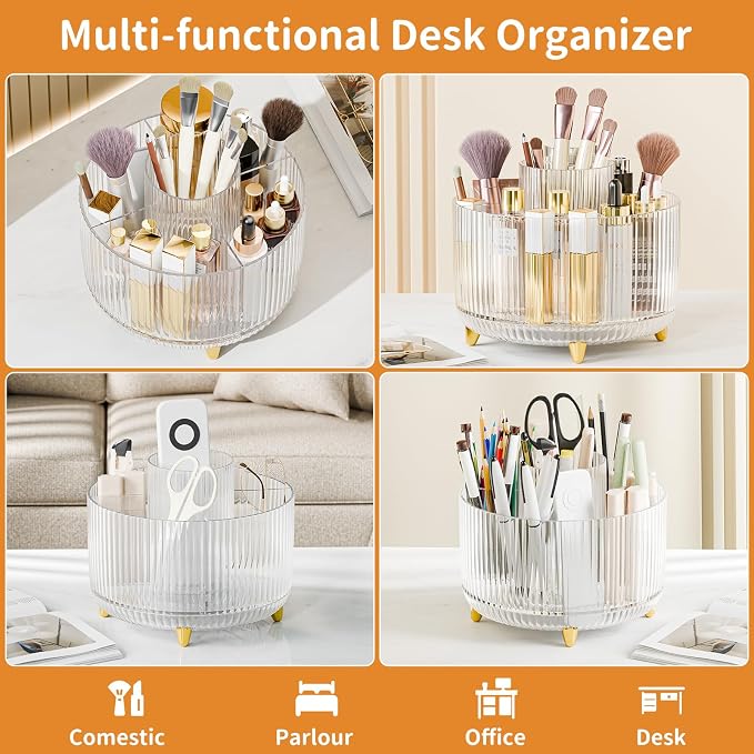 360° Rotate Makeup Brush Holder Organizer, Makeup Organizers Countertop - Image 3