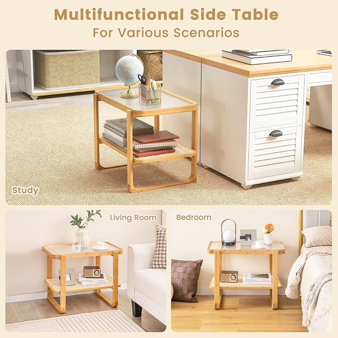 GOFLAME Bamboo Side Table Set of 2 - Image 7