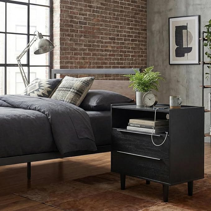 Set of 2 Modern Black Nightstands - Image 8
