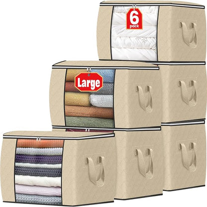 Fab totes 24 Gallons Clothes Storage, Foldable Thick Fabric Blanket Storage Bags by Fabtotes