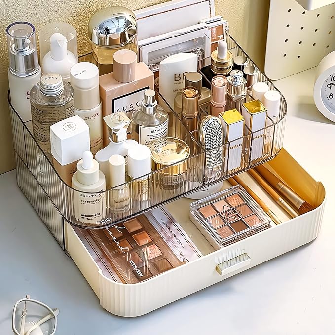 Makeup Organizer with Stackable Drawer, Cosmetic Storage Display Case by DecorcodeDecoryourhome