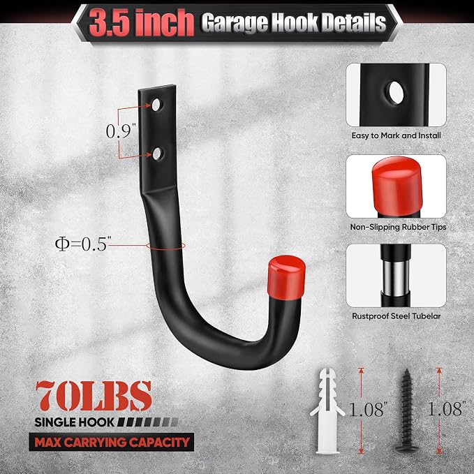 Nacial 10 Pack Garage Hooks Heavy Duty, 100LBS Capacity Large Garage Hooks - Image 4