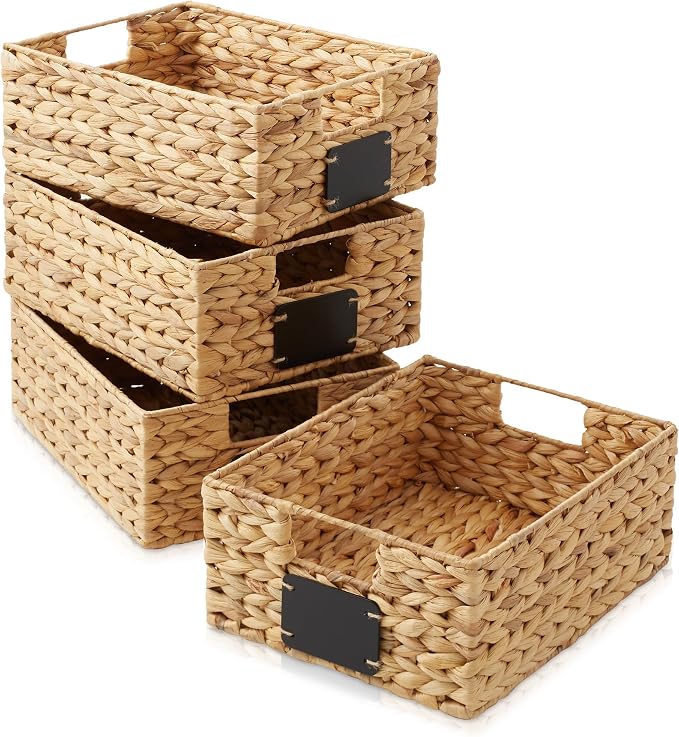 Casafield Set of 4 Water Hyacinth Pantry Baskets, - Image 3