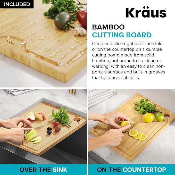 KRAUS Kore Workstation 27-inch Farmhouse Apron Front 16 Gauge Black Stainless - Image 11