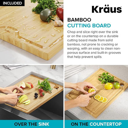 KRAUS Kore Workstation 27-inch Farmhouse Apron Front 16 Gauge Black Stainless - Image 11