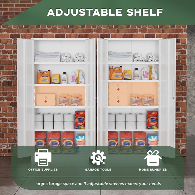 Greenvelly White Metal Storage Cabinet - Image 6