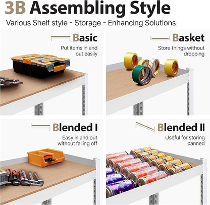 HOMEDANT House Lift-Beam White Boltless Heavy Duty Garage Storage Shelving - Image 3