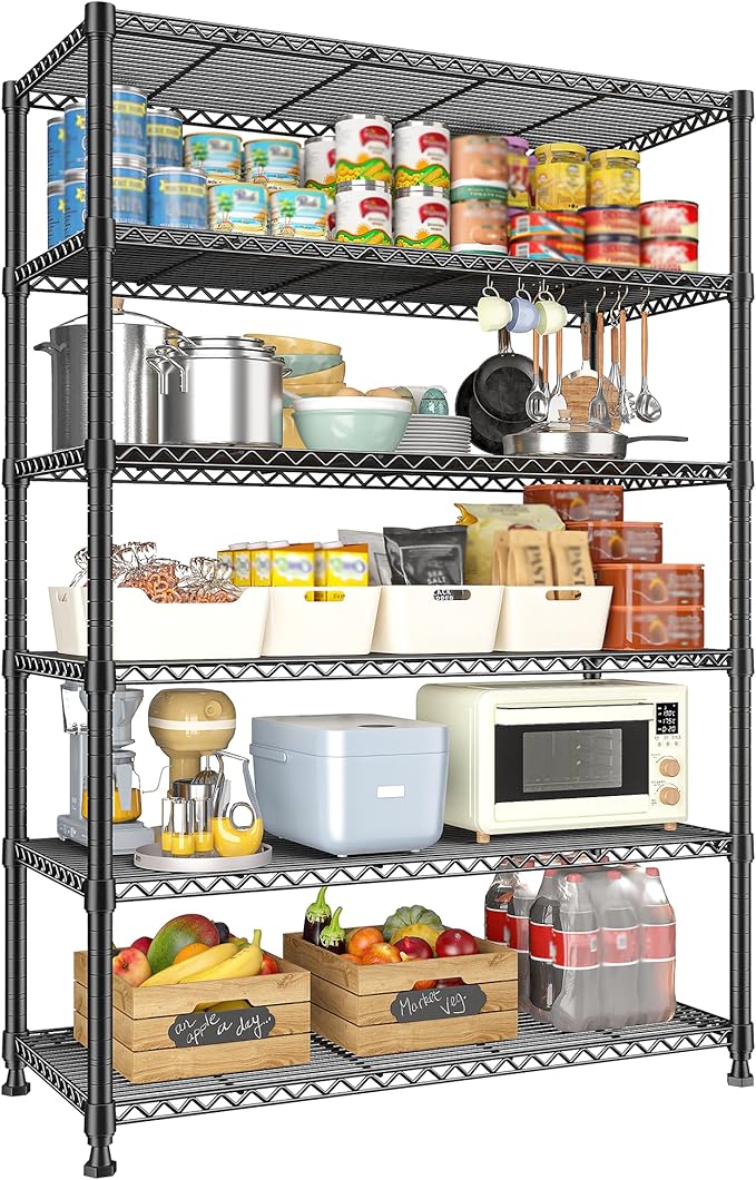 REIBII 75" H Metal Shelving 6 Tier Storage Shelf Adjustable Kitchen Shelf Wire by REIBII