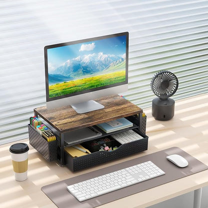 gianotter Wood Monitor Stand Riser, Office Desk Shelf Organizer, Desk Organizer - Image 7