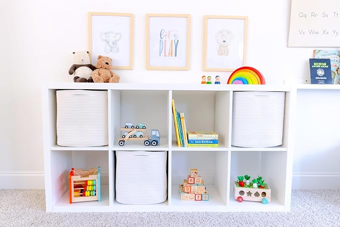 NaturalCozy 13x15x13 Kallax Storage Cubes, 3 Pack | Cotton Rope Cube Storage - Image 3