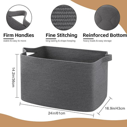 95L Extra Large Blanket Basket, Nursery Blanket Storage - Image 2