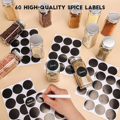 6Pcs Spice Jars with Label, 4oz Empty Square Seasoning Containers, Spice Jars - Image 4