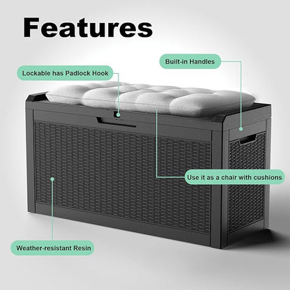 60 Gallon Deck Box, Resin Outdoor Storage Box - Image 6
