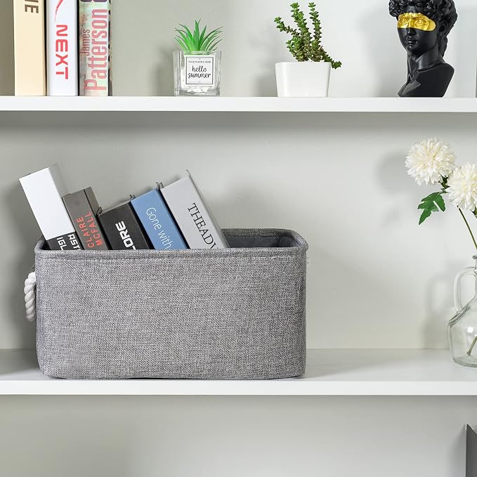 TheWarmHome Large Storage Bins Basket, 2 Pack Grey Fabric Storage Cubes - Image 4