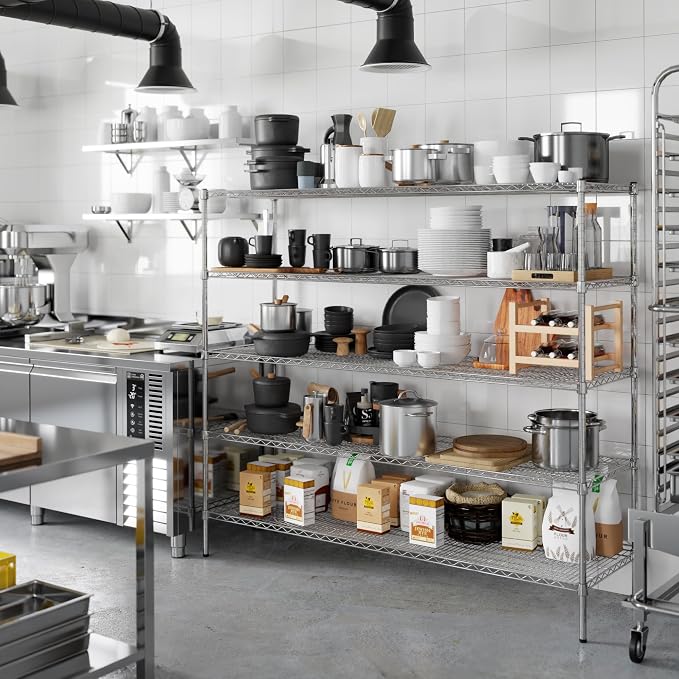 21" Deep x 72" Wide x 64" Height Wire Shelving Kit | 5-Tier | NSF Commercial - Image 6