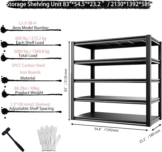 Storage Shelving Unit Heavy Duty Garage Shelves Metal Organizer Utility Rack - Image 2