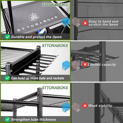 Garage Sports Equipment Organizer, Heavy Duty Ball Storage Rack - Image 6