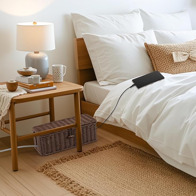 Cable Management Box, Handwoven Faux Rattan Cord Organizer Box - Image 6