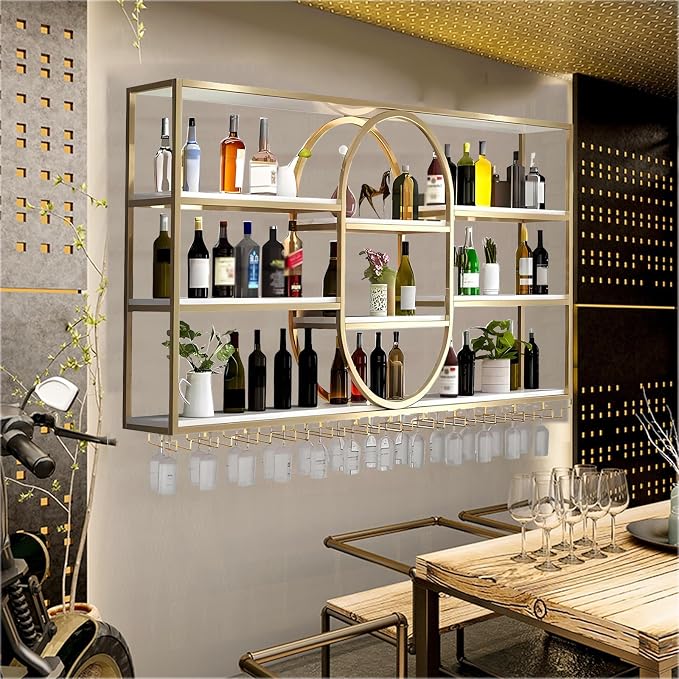Large Wall Mount Wine Rack, Metal 4 Tier Large Capacity Hanging Bar Rack - Image 6