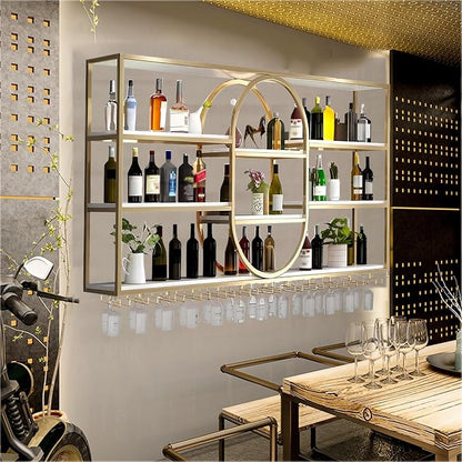Large Wall Mount Wine Rack, Metal 4 Tier Large Capacity Hanging Bar Rack - Image 6