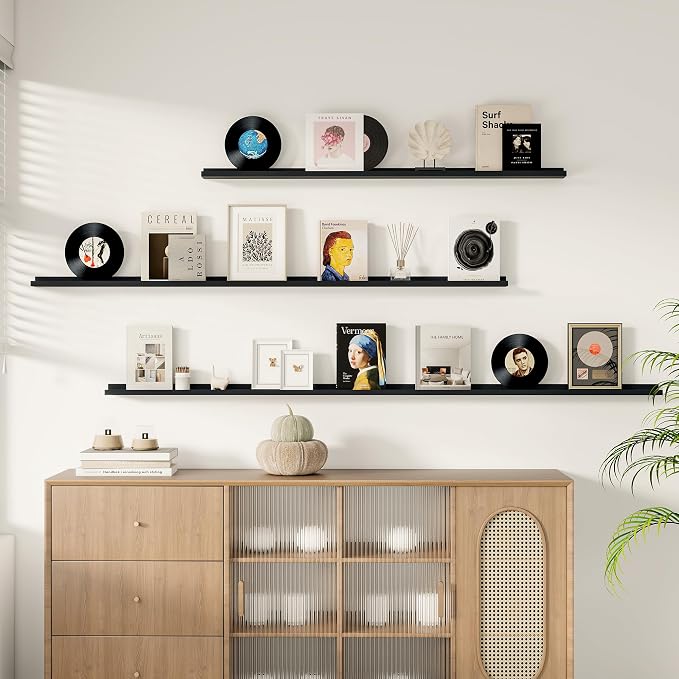 Floating Picture Ledge Shelves for Wall Set of 2, 55 Inches Picture Shelf - Image 2
