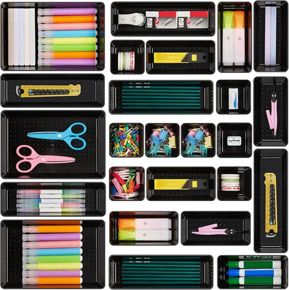 Vtopmart 25 PCS Office Desk Drawer Organizers Set, 4-Size Versatile Plastic by Vtopmart