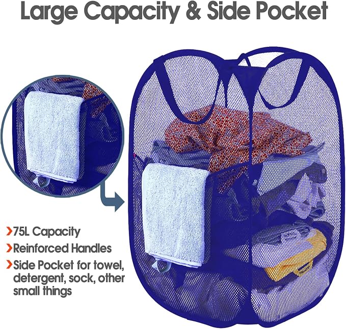 BATTOO Deluxe Strong Mesh Pop up Laundry Hamper Basket - Image 5
