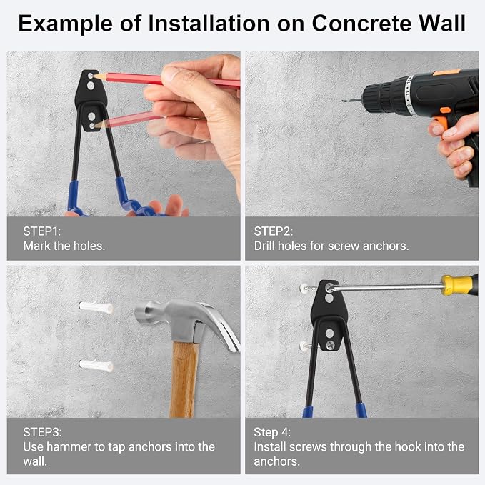 Wall Mounted Garage Hooks Tool Organizer, 14 Inch Garage Storage Hook Heavy - Image 4