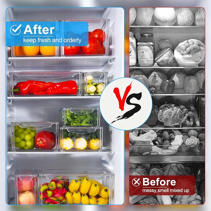 14-Pack Clear Fridge Organizer Bins - Image 4
