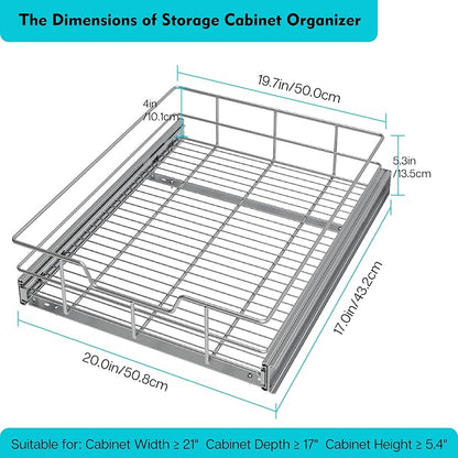 Pull Out Cabinet Organizer 20" W X 17" D, Slide Out Drawers - Image 2