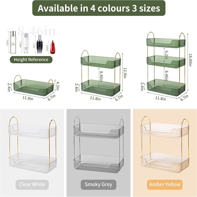 YCIA&DONE Bathroom Organizer Countertop, Makeup Storage, Skincare Cosmetic Tray - Image 5