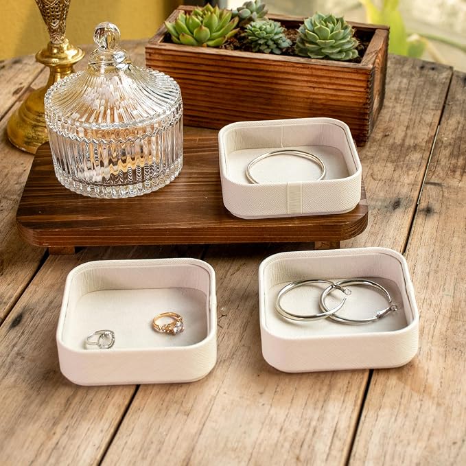 SANQIANWAN Set of 3 Small Stackable Jewelry Organizer Trays Mini Jewelry Drawer - Image 7