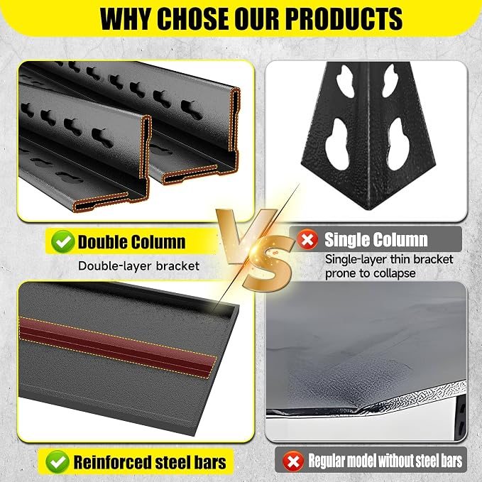 Storage Shelves, Garage Metal Shelving Unit, Adjustable, Double-Layer Column - Image 6
