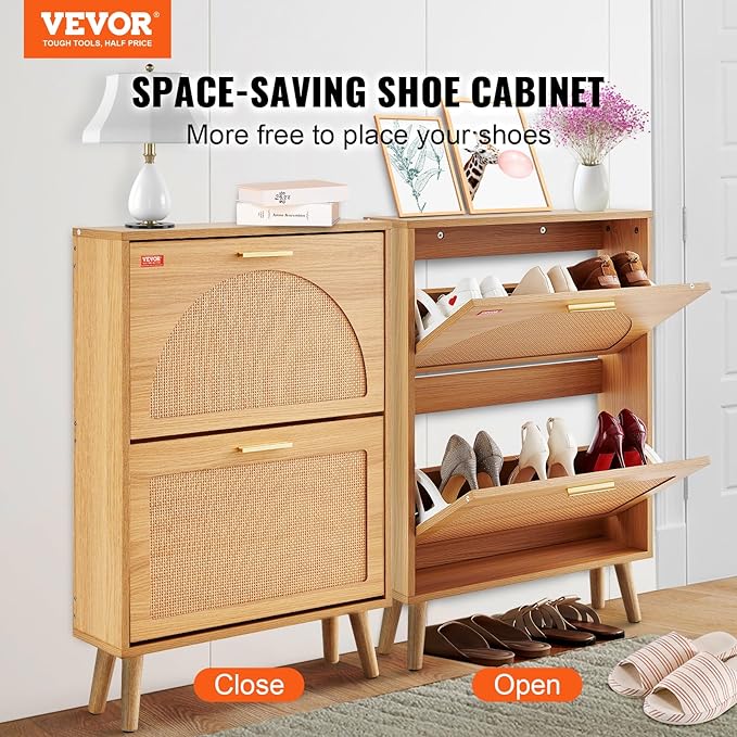 VEVOR Shoe Cabinet with 2 Flip Drawers, Shoe Storage Cabinet - Image 4