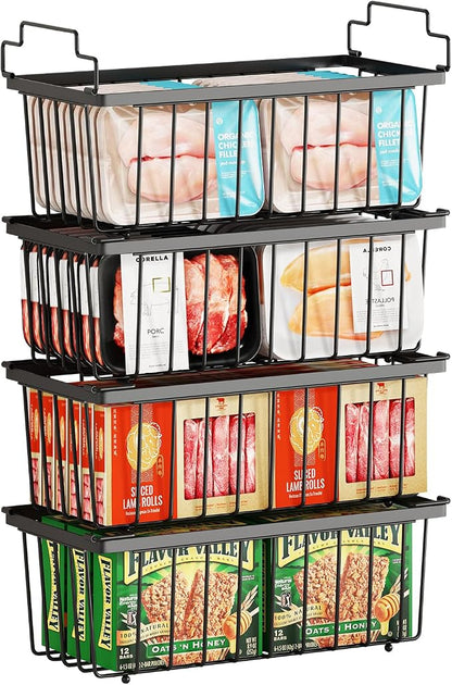 4 Pack Freezer Organizer Bins Suitable by Coobest